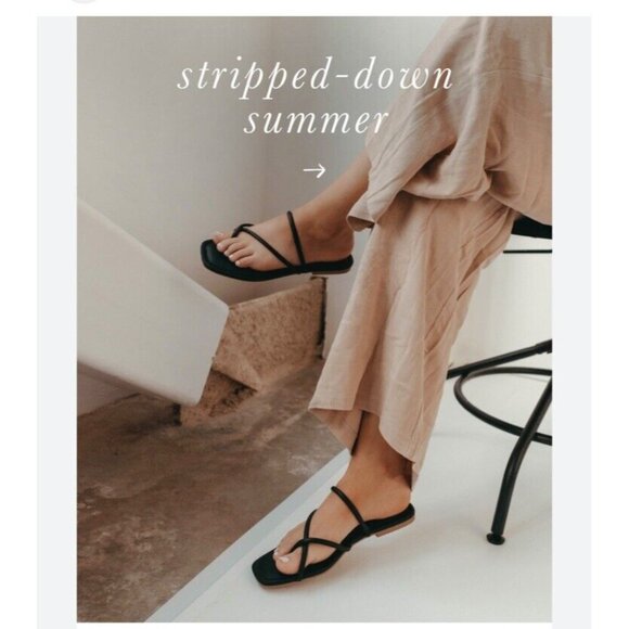 Dolce Vita Leanna Sandal Black Flats Minimal - Picture 2 of 5